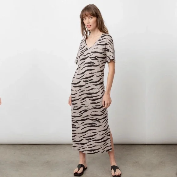 Rails Dress - Beige Watercolor Ren Jersey Tiger Printed